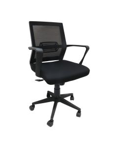 Office chair, mesh backrest, fabric cover seat, PP armrest, nylon base and casters, black, 61x60xH94-104 cm