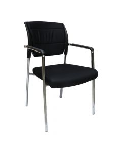 Chair, metal structure, PP backrest, textile upholstery, black, 52x47xH90 cm