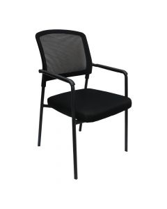 Chair, metal structure, mesh backrest, textile upholstery, black, 52x47xH90 cm