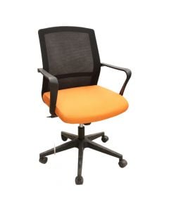 Office chair, mesh backrest, fabric cover seat, PP armrest, nylon base and casters, black/orange, 46x44xH98 cm