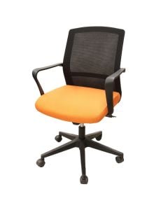 Office chair, mesh backrest, fabric cover seat, PP armrest, nylon base and casters, black/orange, 46x44xH98 cm