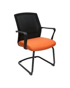 Office chair, mesh backrest, fabric cover seat, PP armrest, black/orange, 46x44xH98 cm