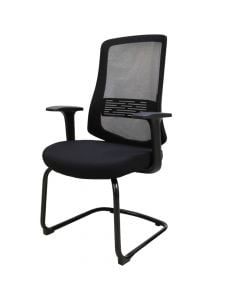Office chair, with headrest, pp arm, black powder coated metal base, black
