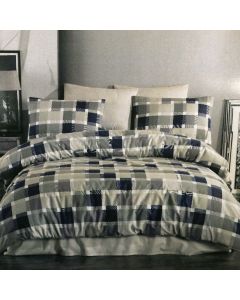 Quilt, single, cotton, blue/beige with box, 160x240 cm, 350 gr/m²