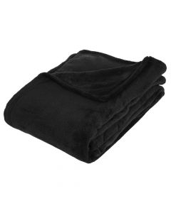 Blanket, polyester, black, 130x180 cm