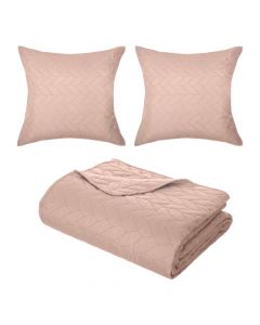 Mbulesë krevati, poliester, rozë e lehtë, 240x260 cm; 60x60 cm (x2)