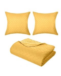 Mbulesë krevati, poliester, e verdhë, 240x260 cm; 60x60 cm (x2)