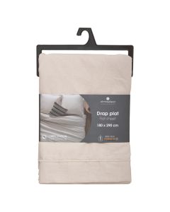 Straight single bed linen, Carina, cotton, beige, 180x290 cm