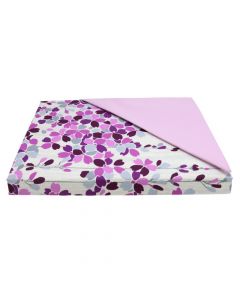 Bedlinen set, single, cotton, white with purple flower, 165x240 cm; 90x190+ 25 cm; 50x80 cm (x1)