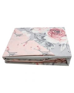 Bedlinen set, single, cotton, pink/grey, 160x240 cm; 90x190+25 cm; 50x80 cm (x1)