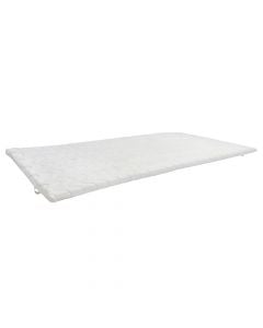 Mbishtresë dysheku, tek, sfungjer pu, mikrofibër, e bardhë, 90x200x3 cm