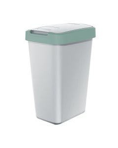Garbage bin, Compacta, plastic, grey/green, 26x19.5xH37 cm