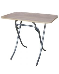 Folding table, melamine top, metal legs, brown/beige, 60x90xH75 cm