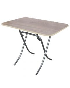 Folding table, melamine top, metal legs, brown/beige, 70x110xH75 cm