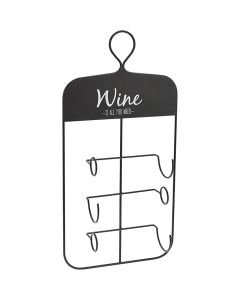 Wine glass holder, hanging, metal, black, 31x12xH60 cm