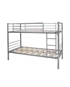 Bunk bed, metallic structure and ortopedic wood, silver, 90x190xH151.5 cm (x2)