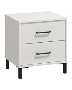 Bedside table, Vienne NO2F, melamine, opaque white, 48x40xH52 cm