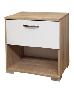 Komodin&euml;, melamin&euml;, sonoma/e bardh&euml;, 50x36xH55 cm