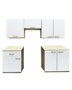 Kitchen, Mia, melamine, sonoma/white, 140x60xH80 cm; 200x31.6xH60 cm; 60x80 cm