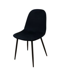 Dining chair, metal structure (black), velvet upholstery, black, 53x44xH88 cm