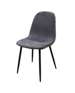 Dining chair, metal structure (black), velvet upholstery, dark grey, 53x44xH88 cm