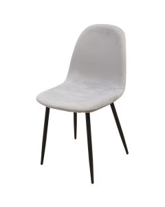 Dining chair, metal structure (black), velvet upholstery, light grey, 53x44xH88 cm