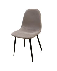 Dining chair, metal structure (black), velvet upholstery, beige, 53x44xH88 cm
