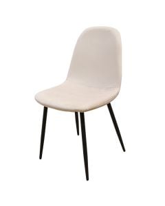 Dining chair, metal structure (black), velvet upholstery, panna, 53x44xH88 cm
