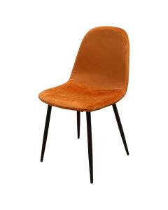 Dining chair, metal structure (black), velvet upholstery, terracotta, 53x44xH88 cm