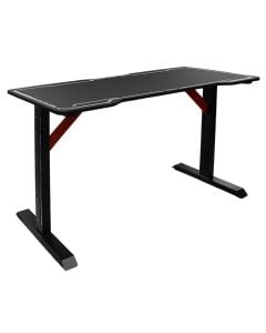 Study table, with LED, 12 mm MDF/4 mm glass tabeltop, metal leg with LED, black/red, 120x60xH73 cm