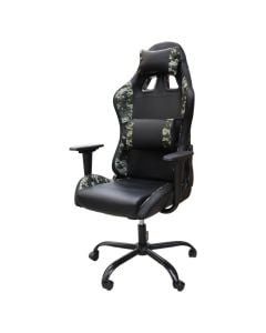 Study chair, 1D wheels, with RGB LED light,with Tilt-lock functional mechanism,PVC back, PVC seat, metal base 350 mm, nylon castors, black,68x63xH125-135 cm