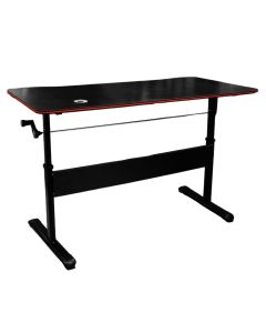 Study table, 15mm MDF with melamine tabeltop, metal frame, black/red, 119.5x59.5xH63-88.5 cm