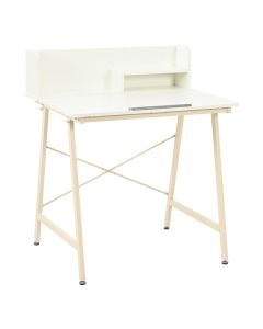 Writing desk, melamine top, wooden structure, white, 80x62xH74-94 cm