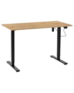 Study desk, melamine top, metalic structure, artisanal oak, 120x60xH72/110 cm
