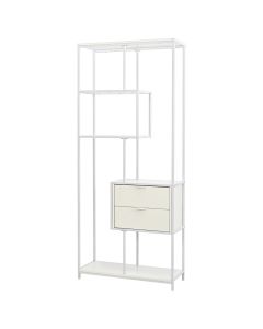 Multifunksional shelf, melamine top, metal structure, white, 80x30xH190 cm
