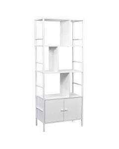 Multifunksional shelf, melamine top, metal structure, white, 64x34xH160 cm