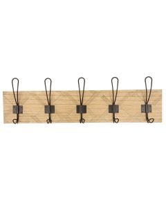 Clothes hanger, wood/aluminium, natural wood/black, 60xH15 cm