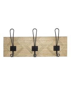Clothes hanger, wood/aluminium, natural wood/black, 40xH15 cm