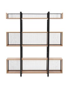 Bookshelf, melamine, metallic structure, brown/ black, 160x30xH180 cm