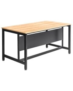 Office table, melamine, metallic structure, brown/ black, 150x80xH72 cm