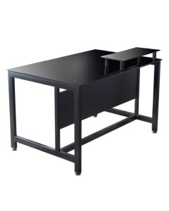 Office table, tempered glass, metallic structure, black, 150x80xH72 cm