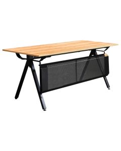 Office table, melamine, metallic structure, brown/ black, 180x80xH72 cm