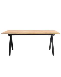 Office table, melamine, metallic structure, brown/ black, 180x80xH72 cm
