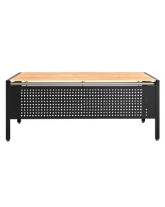 Office table, melamine, metallic structure, brown/ black, 180x80xH72 cm