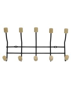 Varëse rrobash, 5 grepa, metal, e zezë/kafe, 29.5x7xH14 cm