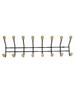 Varëse rrobash, 8 grepa, metal, e zezë/kafe, 51x7xH14cm