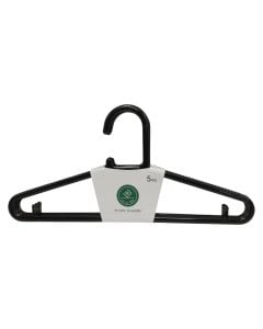 Varëse rrobash kremastar, set 5 copë, plastike, e zezë/transparente