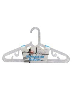 Clothes hanger, set of 4 pieces, plastic, clear, 41x21 cm