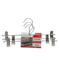 Clothes hangers, set 3 pieces, metal, silver