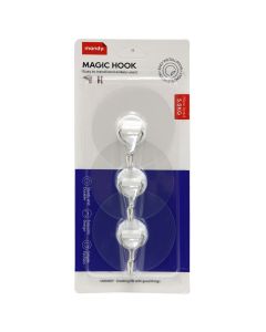 Adesive hook, metal/plastic, silver/white, 6.5 cm